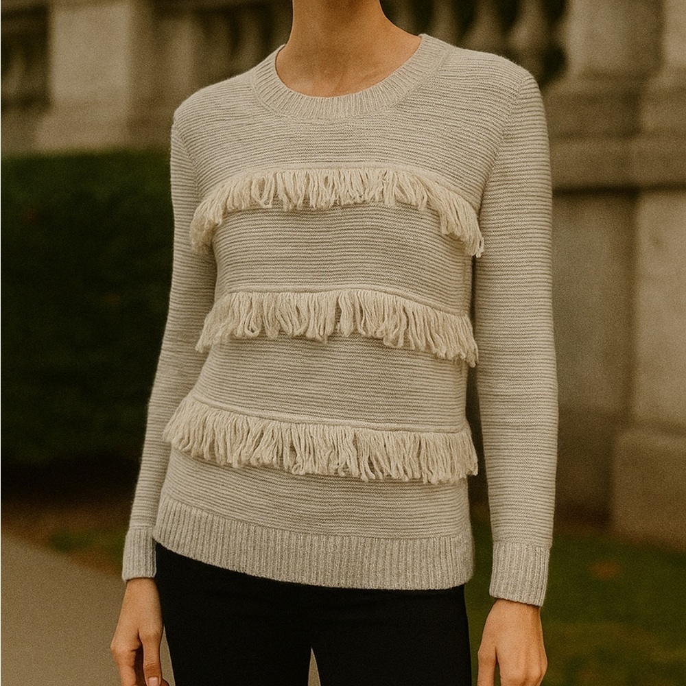 Anthropologie Sunday in Brooklyn Fringe Sweater